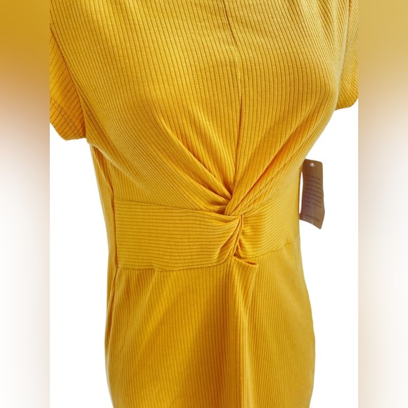 VELVET TORCH YELLOW RIBBED KNIT MIDI DRESS SIZE MEDIUM (8-10) NWT - Picture 3 of 11